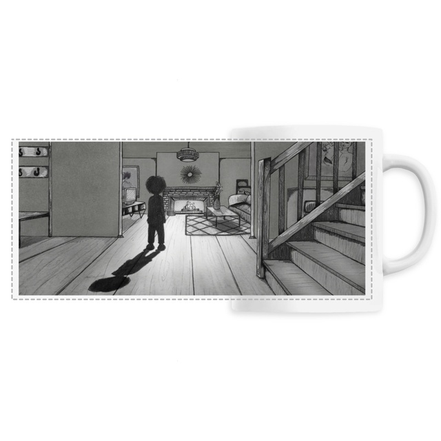 Image front Mug céramique : Siméon devant la cheminée