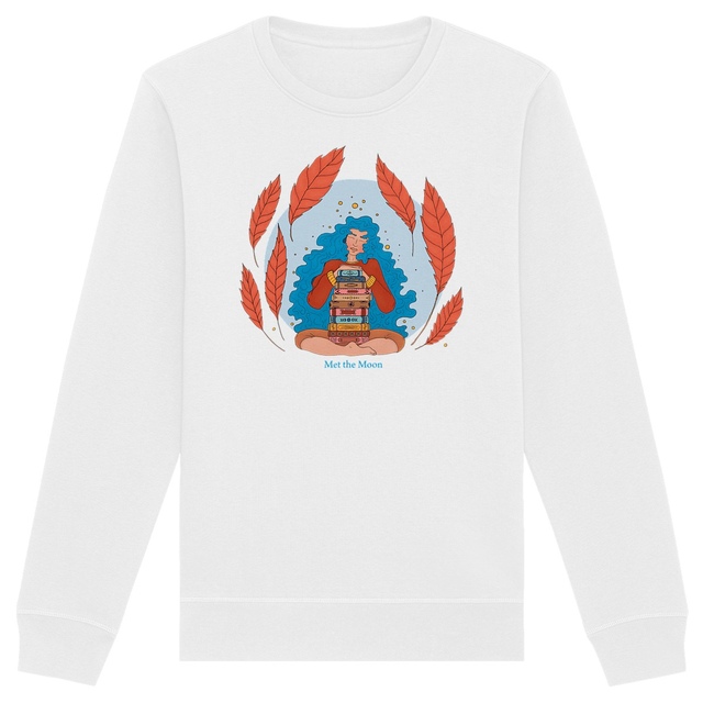 Image front Sweat-shirt Unisexe : La pile à lire de la fille aux cheveux bleus