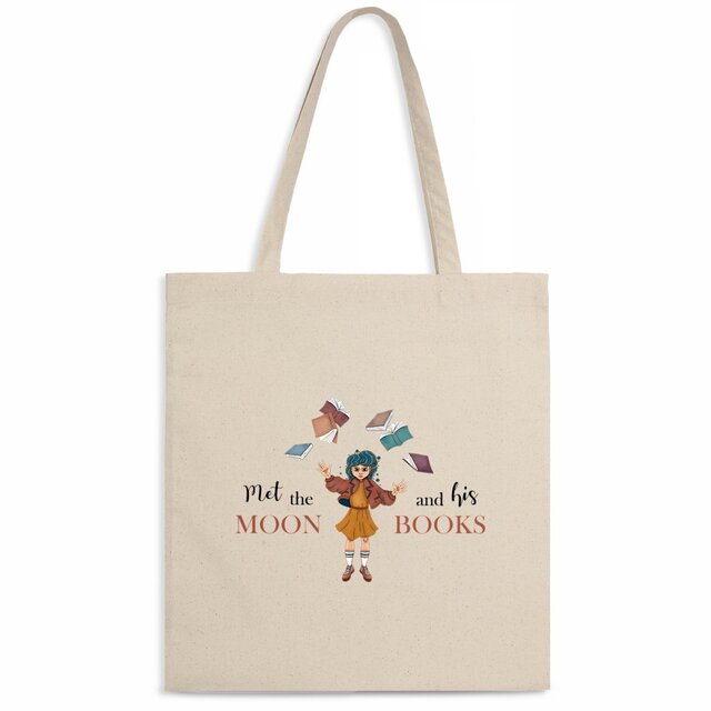 Image back Totebag : Met the MOON and his BOOKS 