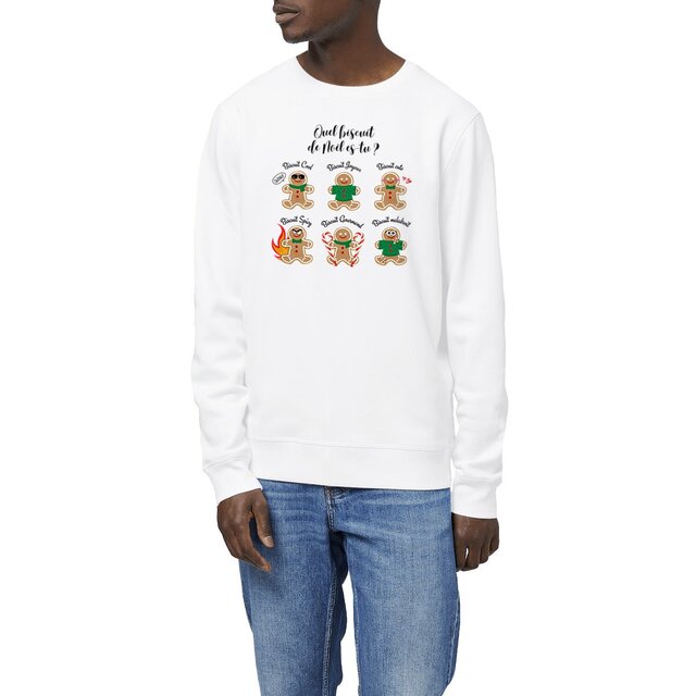 Image front Sweat-shirt Unisexe : Quel biscuit de Noël es-tu ? (Blanc)