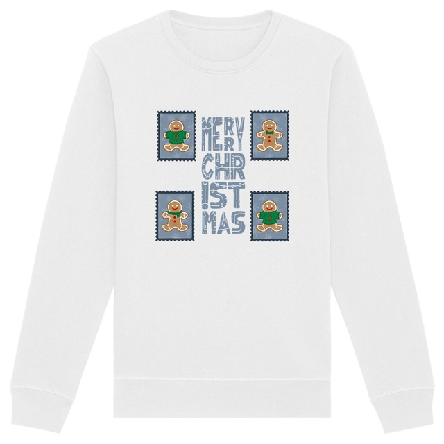 Image back Sweat-shirt Unisexe : Merry Christmas timbres 