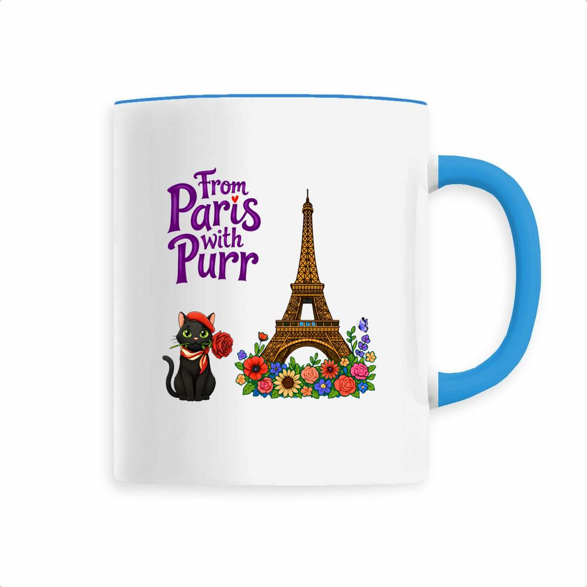 Image back Mug chat noir, Tour Eiffel et fleurs | From Paris with Purr