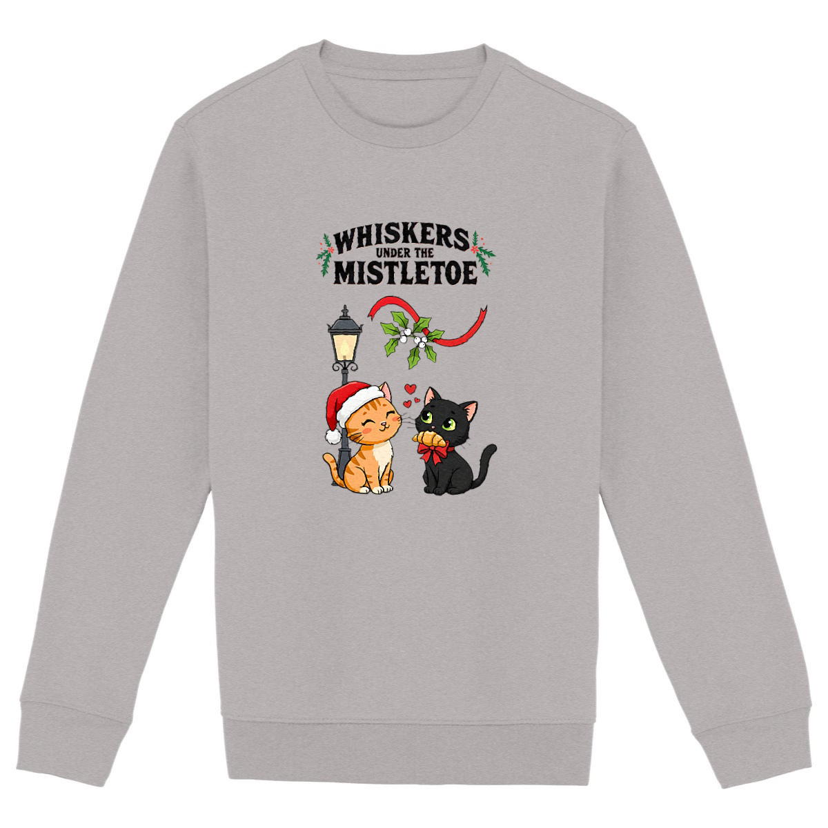 Image back Amour félin sous le gui de Noël | Sweat-shirt Épais Unisexe