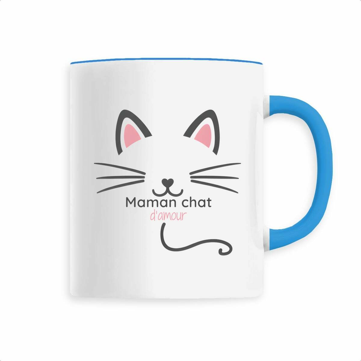 Image back Mug Maman Chat d'Amour - Tasse Céramique Cœur - Cadeau Amoureux des Chats