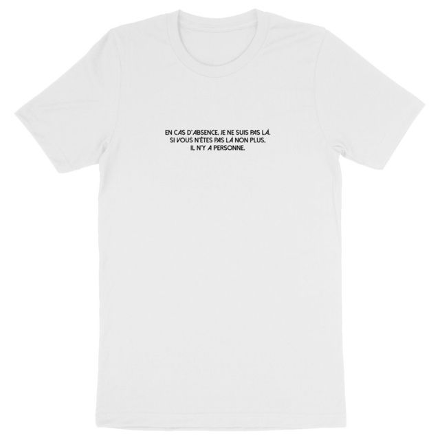 - En cas d'absence, je ne suis pas là. Si vous n'êtes pas là non plus, il n'y a personne - T-shirt épais 100% biologique / Pas 2 Chocolat_014 - Image
