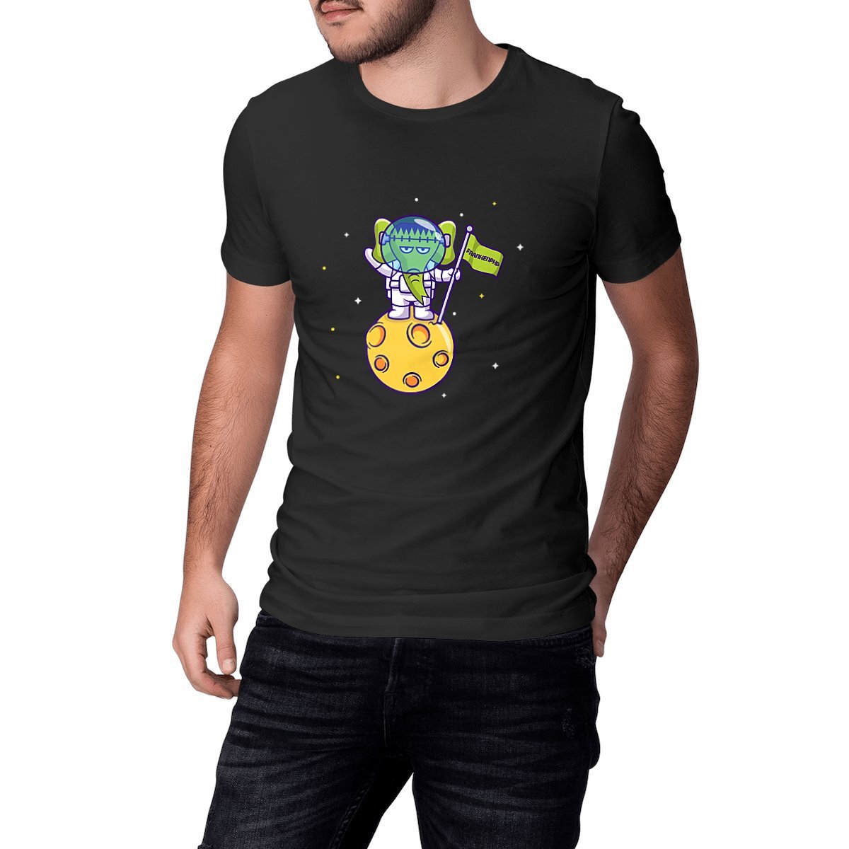 Image front Unisex T-shirt Franky on the moon