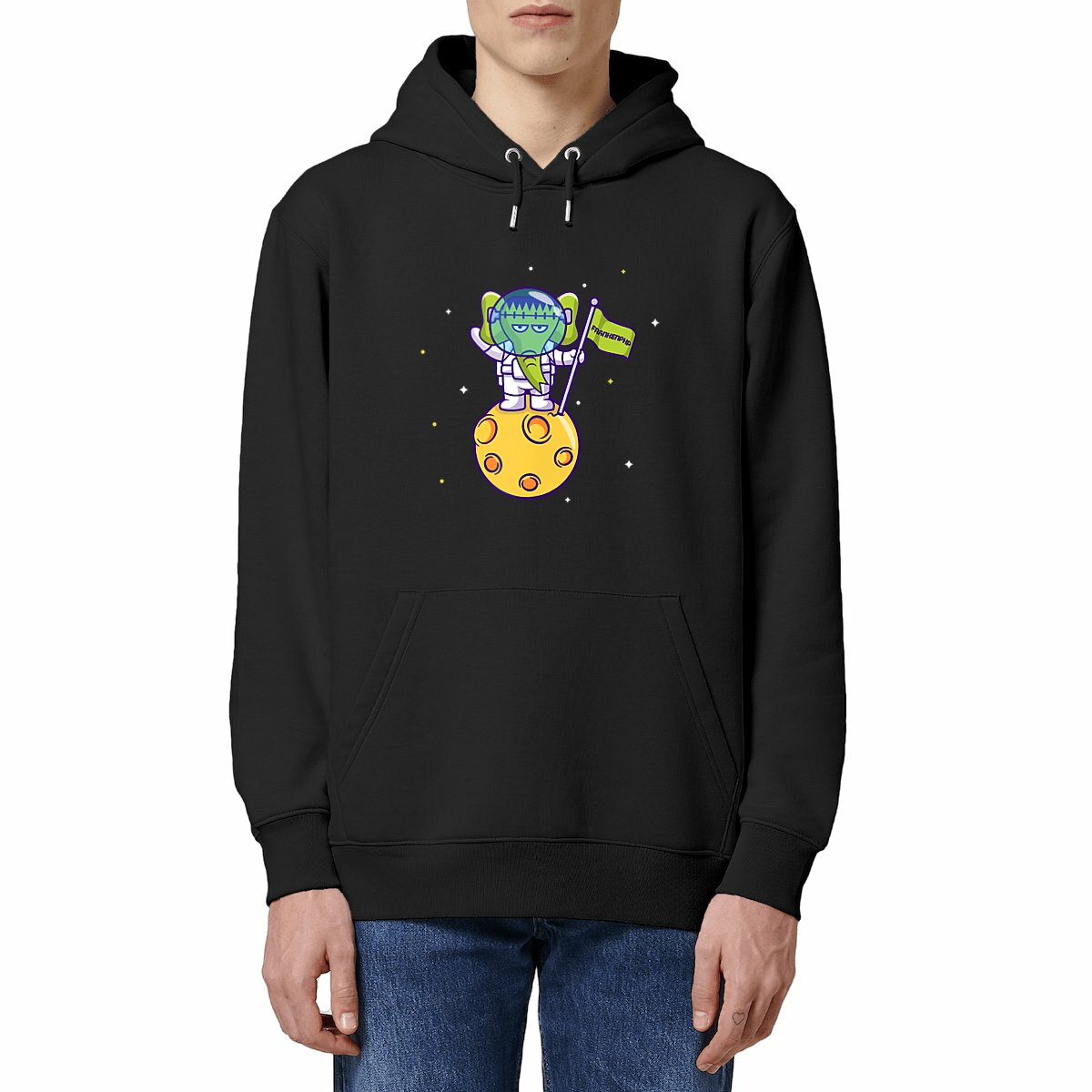 Image front Hoodie Le Monstre on the moon