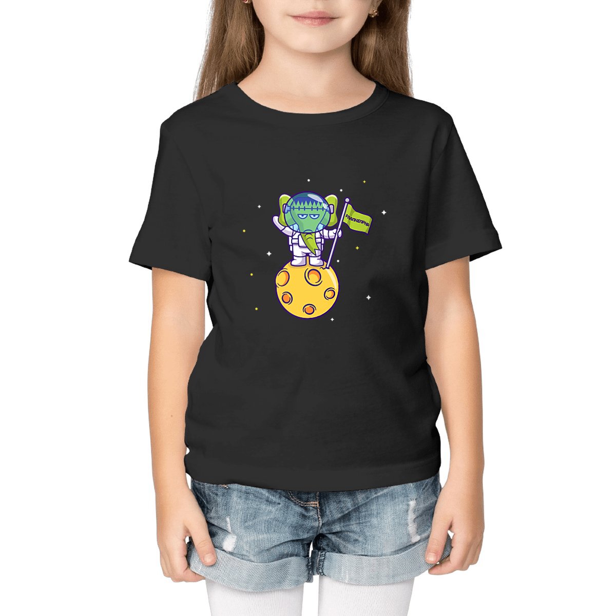 Image front Kid T-shirt Le Monstre on the moon