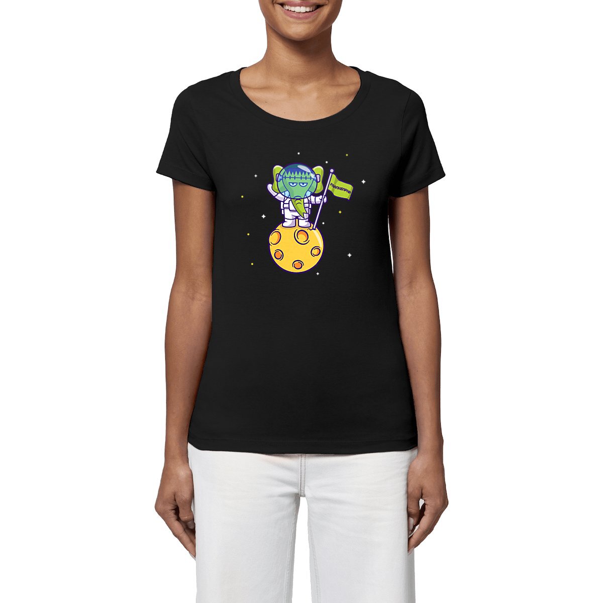 Image front Women's T-shirt Le Monstre on the moon