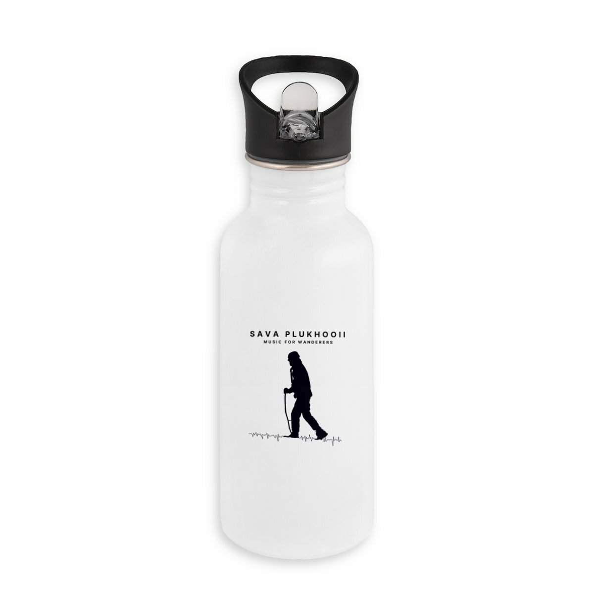 Image front Stainless steel water bottle with straw - Wanderer Design