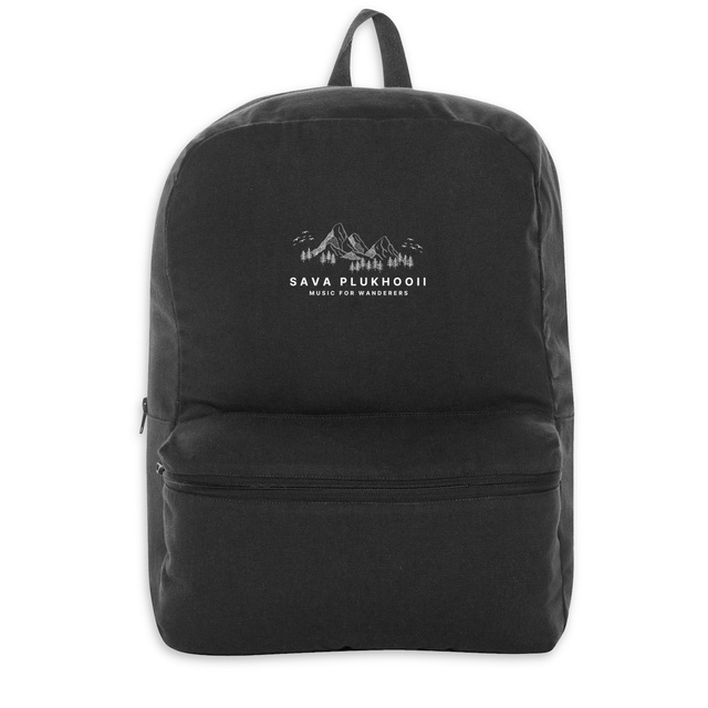 Image front 100% recycled backpack with Mountain Design