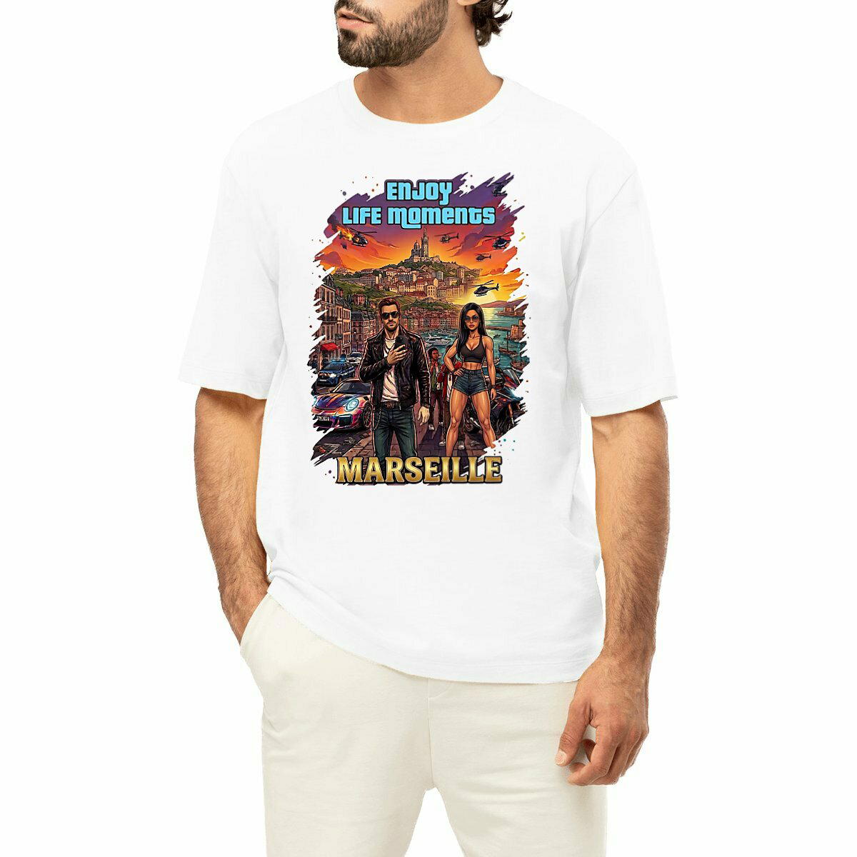 Image front  T-shirt Unisexe Oversized "GTA Marseille" - Enjoy Life moments