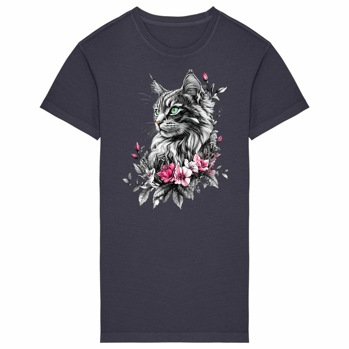 ROBE T-SHIRT VINTAGE "Chat Nature" - Image