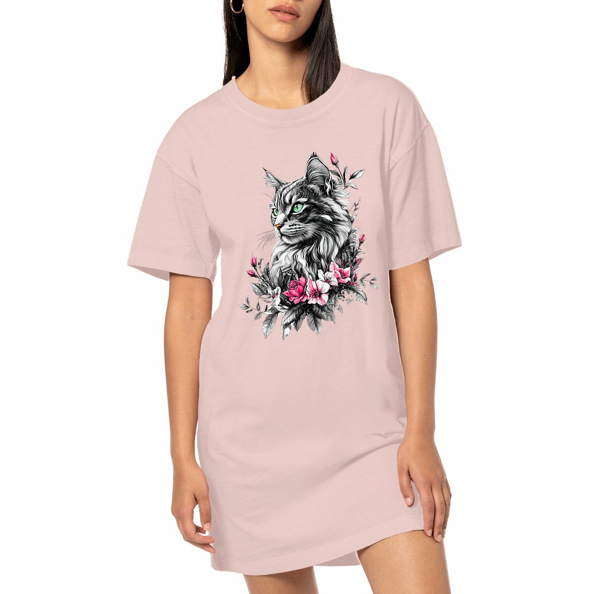 ROBE T-SHIRT VINTAGE "Chat Nature"