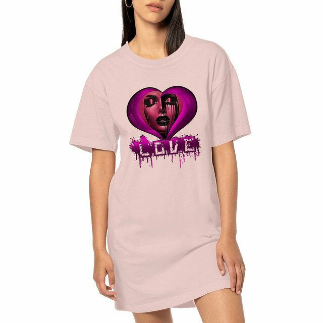 ROBE T-SHIRT VINTAGE "Coeur de femme"