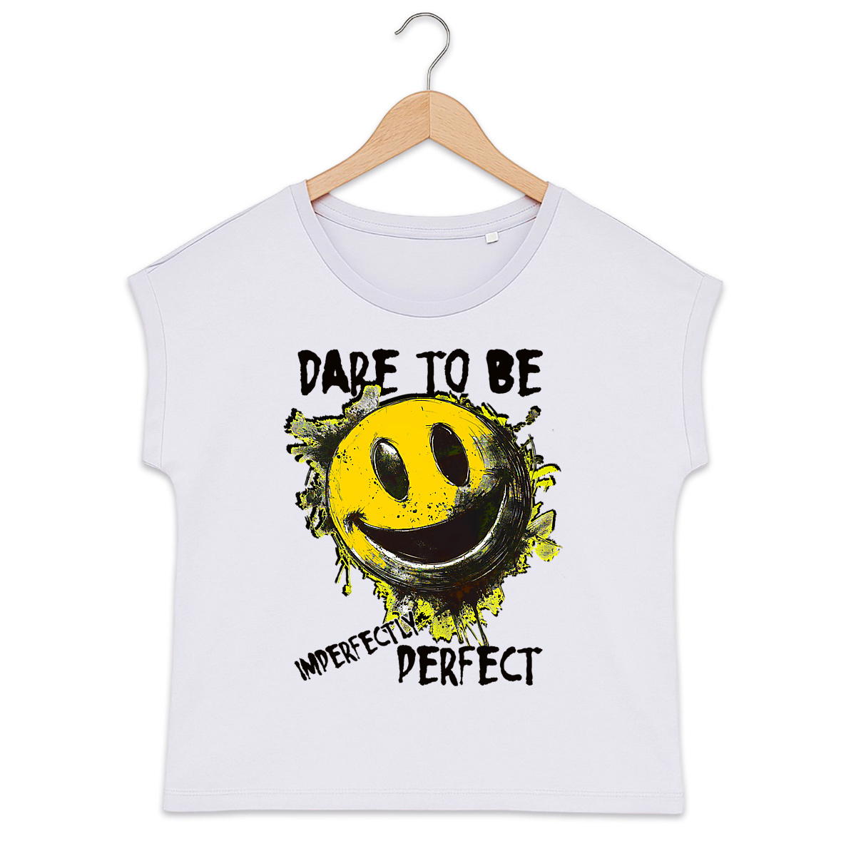 T-SHIRT MANCHE REVERS BIO Label GOTS "Dare to be" - Image