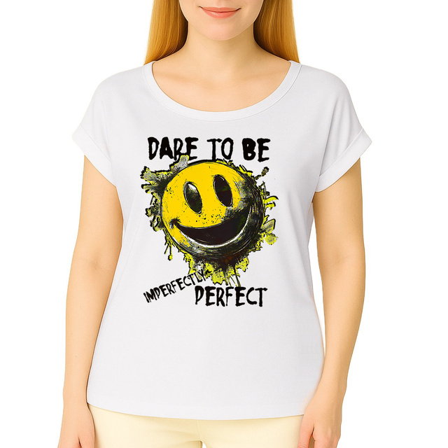 T-SHIRT MANCHE REVERS BIO Label GOTS "Dare to be"