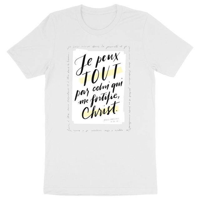 Image front Par Christ qui me fortifie / T-shirt unisexe épais coton bio