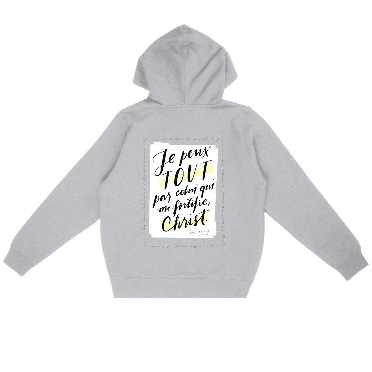 Image back Par Christ qui me fortifie / sweat à capuche unisexe