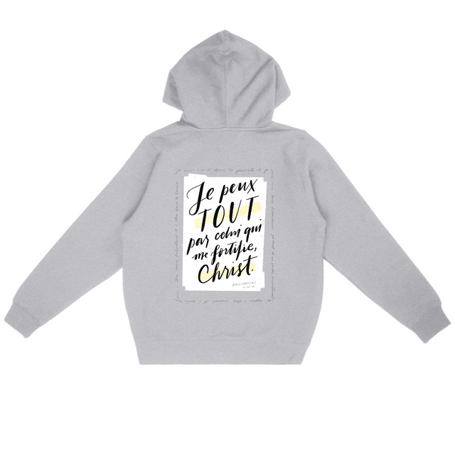 Image back Par Christ qui me fortifie / sweat à capuche unisexe