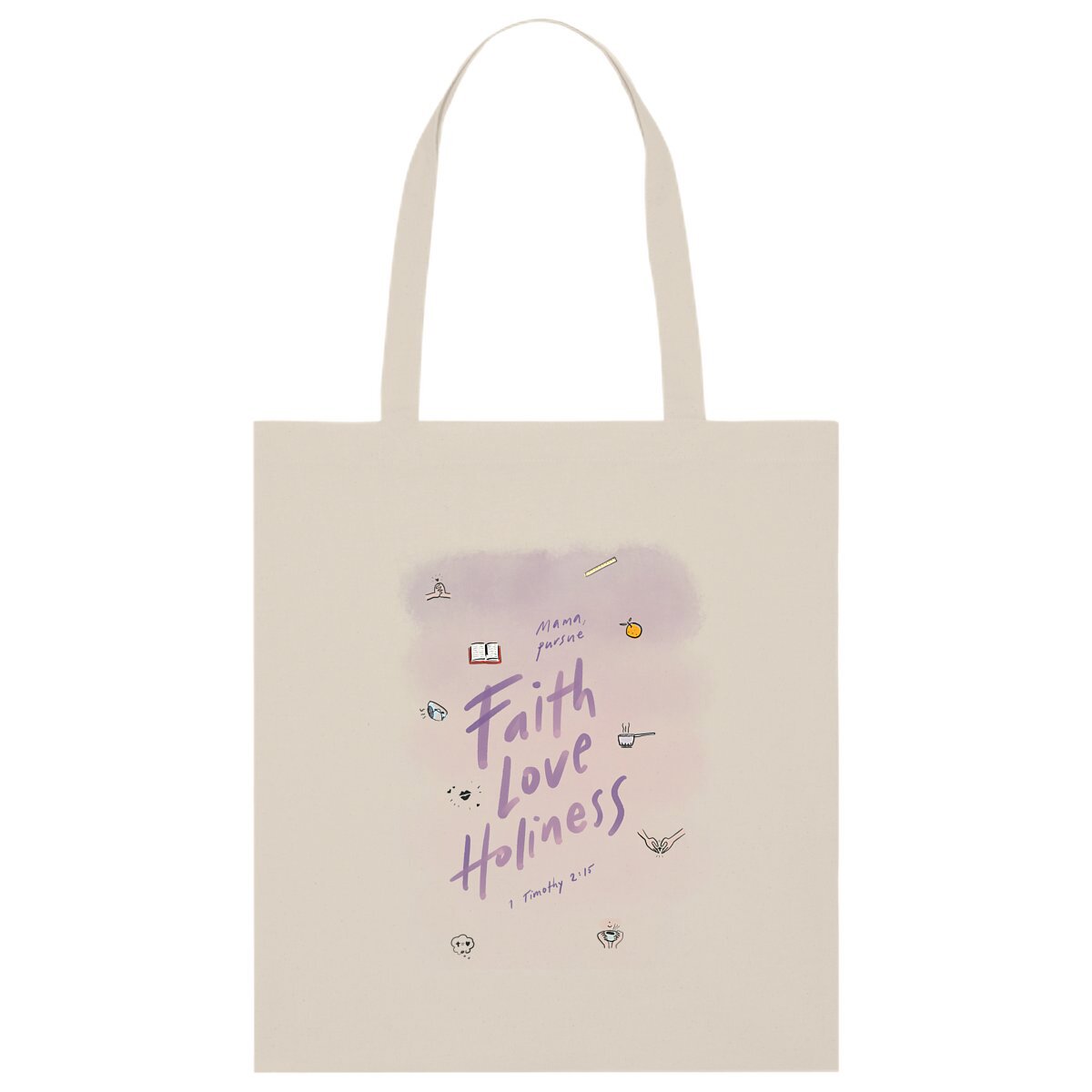 Image front Faith Love Holiness / Light totebag 100% organic cotton