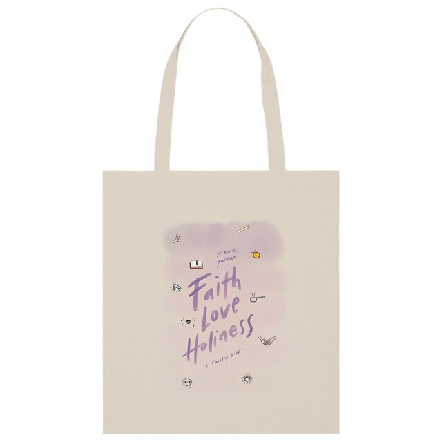Image front Faith Love Holiness / Light totebag 100% organic cotton