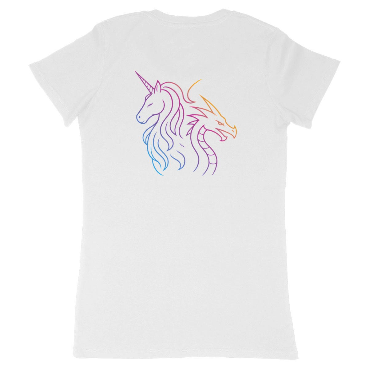 Image back Unicorn | Dragon · klassisches Damen-T-Shirt, Logo schwarz