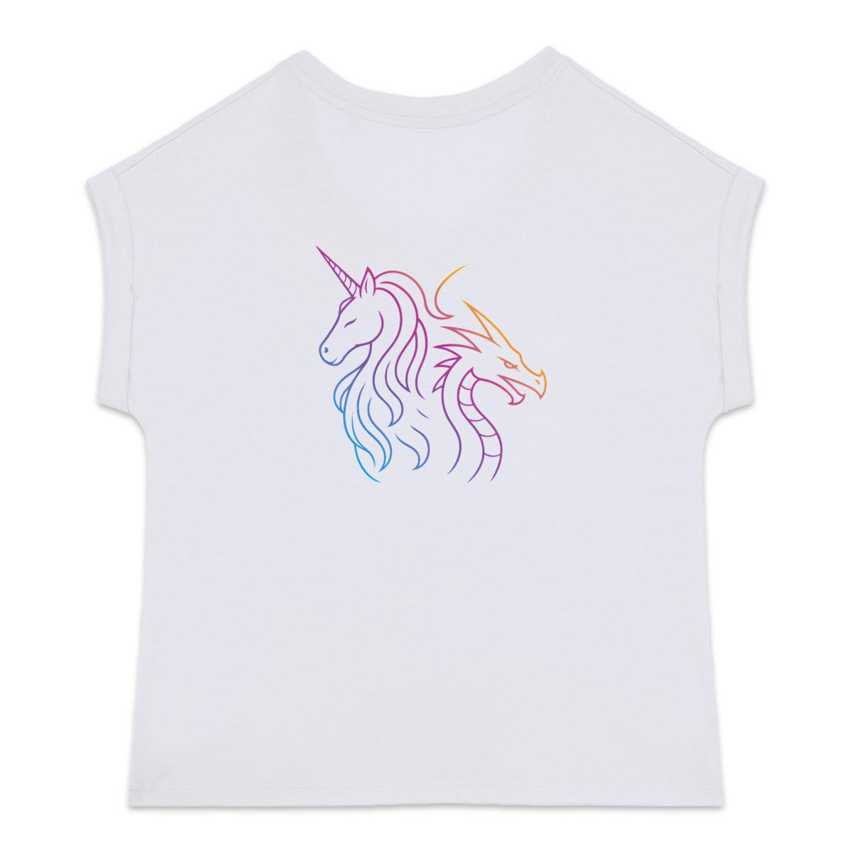 Image back Unicorn | Dragon Bio-Short mit gerollten Ärmeln, farbiges Logo