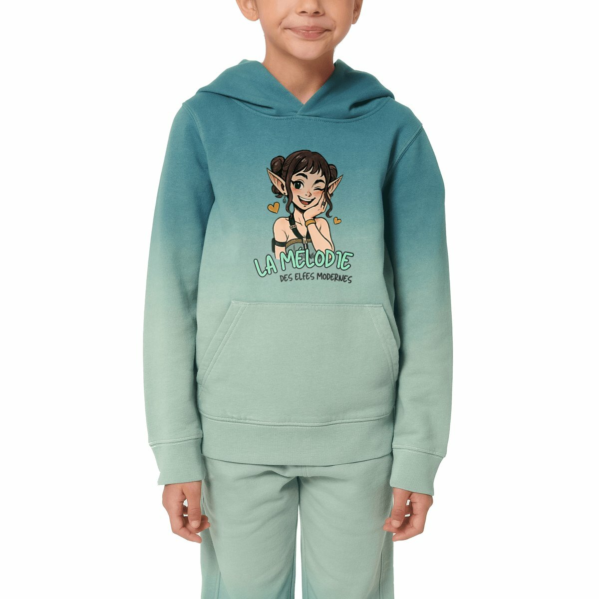 Image front La Mélodie des Elfes Modernes - Sweat à capuche Enfant Dip Dye