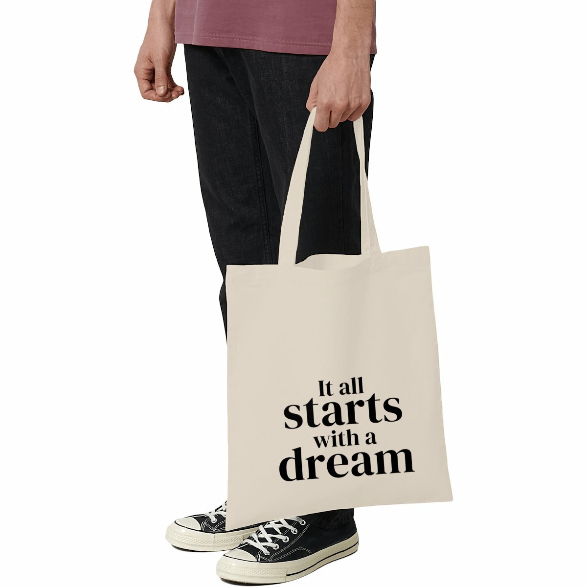 Image front Totebag léger Premium - It all starts with a dream - 100% coton recyclé