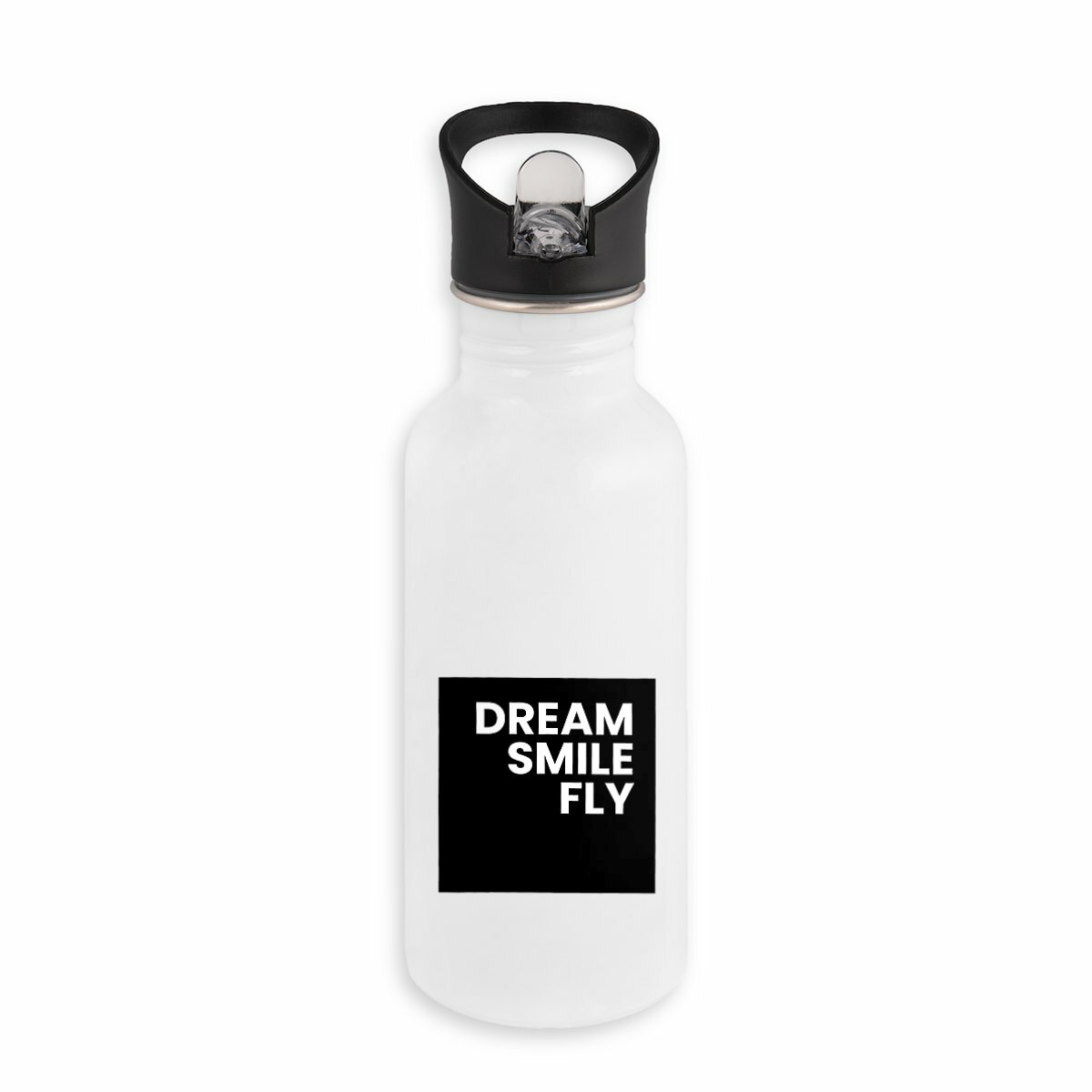 Image back Bouteille 500ml en inox avec paille - Premium Plus - Message inspirant - Dream Smile Fly - Cadeau Anniversaire Populaire Fête