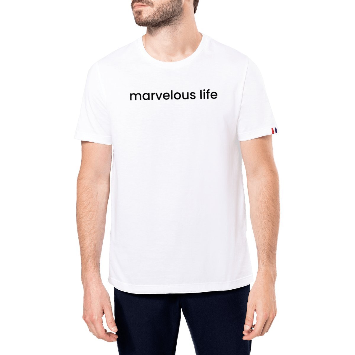 Image front T-shirt Homme Made in France - Message Inspirant - Marvelous Life - Premium Plus