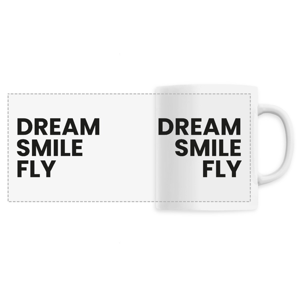 Image front Mug céramique 330ml Tasse de café panoramique - Dream Smile Fly - Premium - Cadeau Anniversaire Populaire Fête