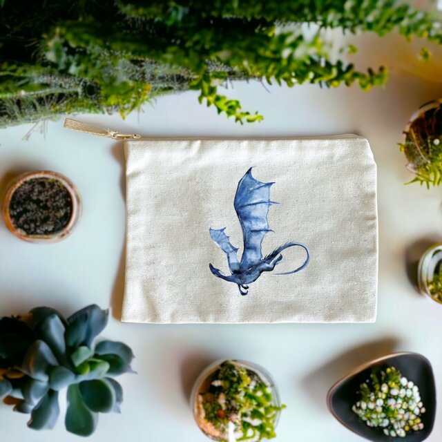 Dragon pencil case blue