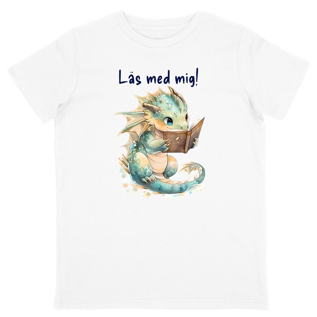 Läsande drake, Kids T-shirt - Image