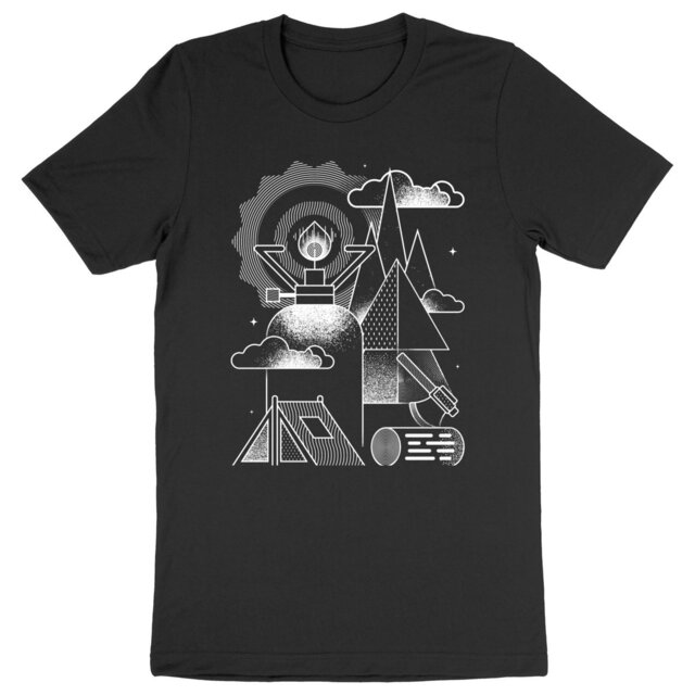 Image front T-shirt coton Bio - Camping Géometrique