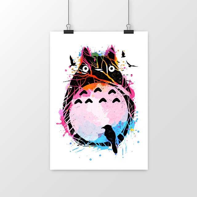 Image front Poster - dessin de Totoro au style street-art