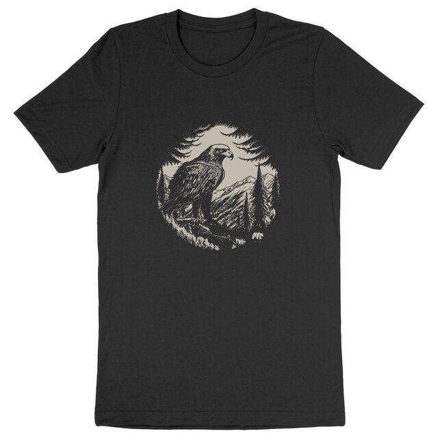 Image front T-Shirt Bio foncé - Aigle en montagne