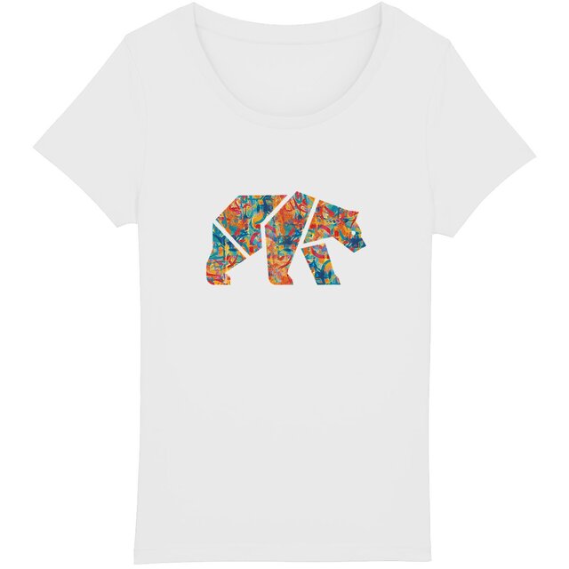 Image back T-shirt Femme BIO - silhouette d'ours Petit Sauvage Street-Art