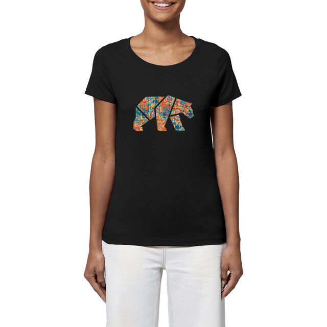 Image front T-shirt Femme BIO - silhouette d'ours Petit Sauvage Street-Art