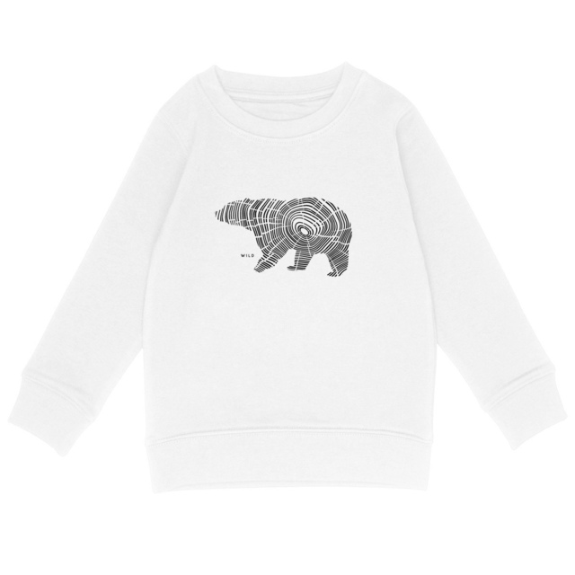 Image front Sweat-shirt Enfant - Ours Sauvage Dessin D'ours En Cerne De Bois