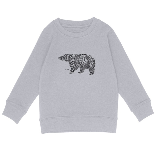 Image back Sweat-shirt Enfant - Ours Sauvage Dessin D'ours En Cerne De Bois
