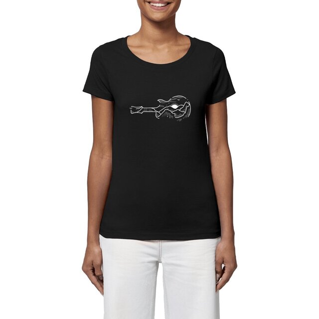 Image front T-shirt Femme BIO - T-Shirt musique guitare ou tee shirt de montagne 