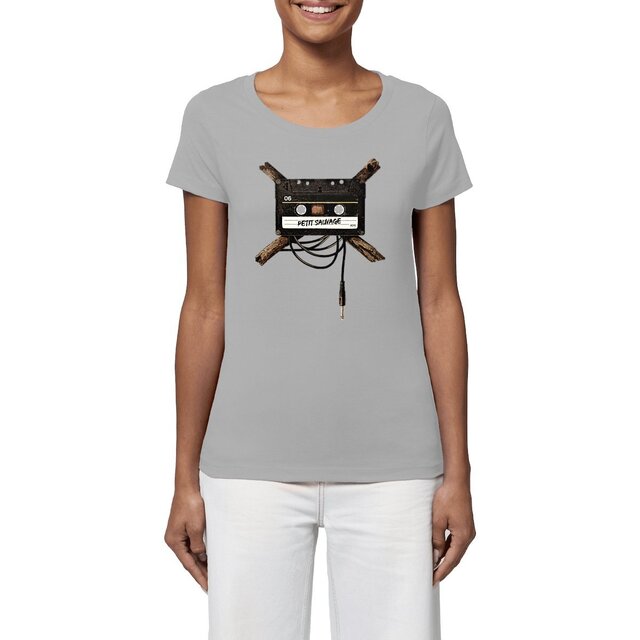 Image front T-shirt Femme BIO - Cassette Retro Music Fuel