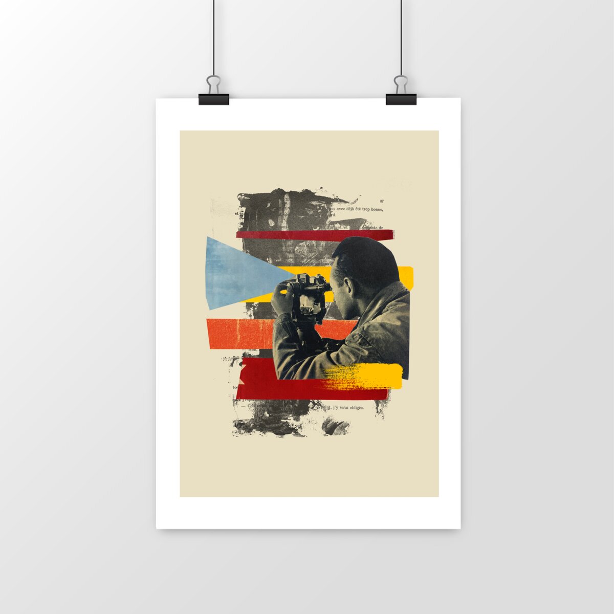 Poster affiche d'art - voir plus loin retro collage