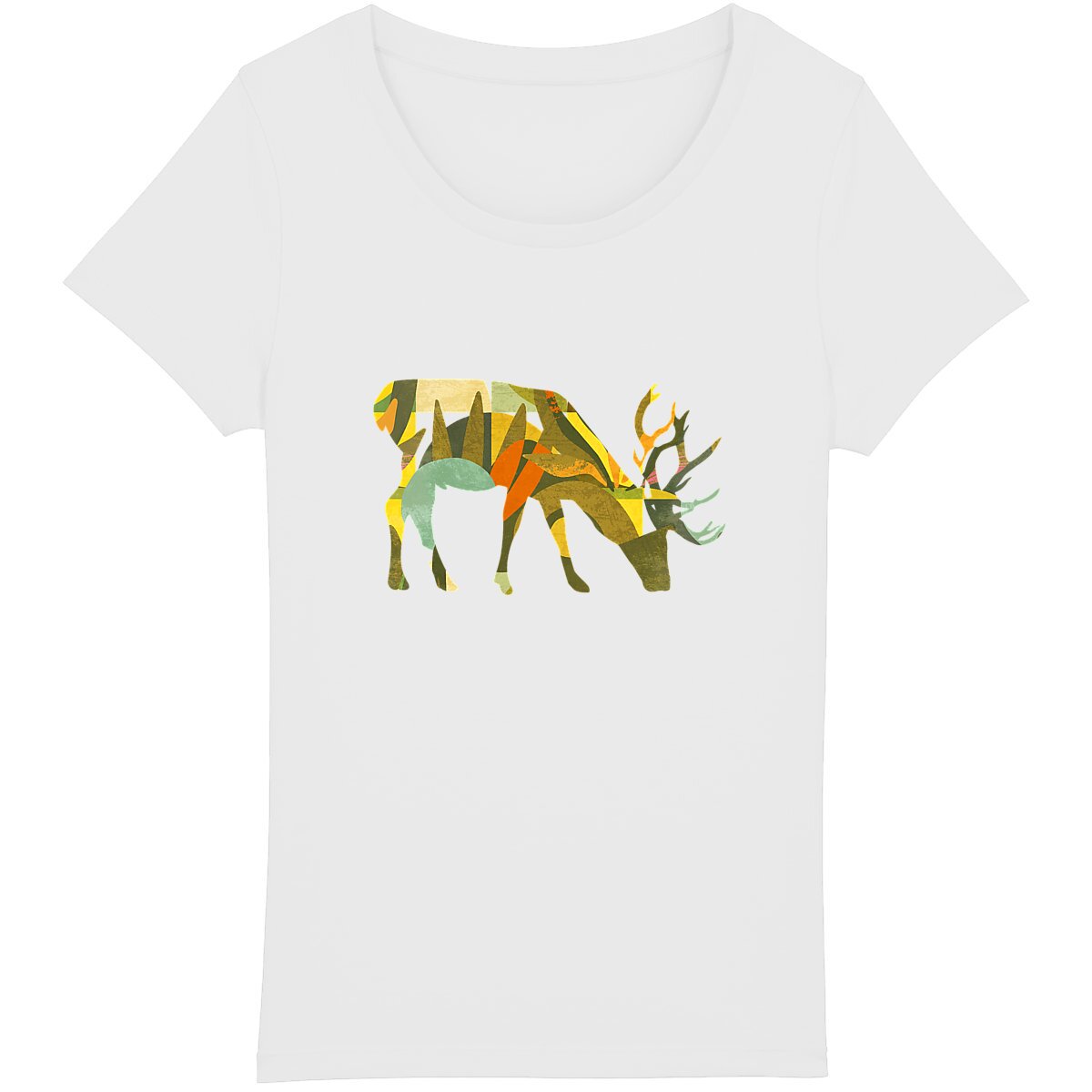 T-shirt graphique Femme BIO - Cerf Géométrique Coloré - Image