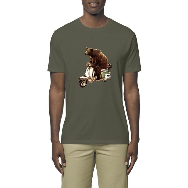 Image front T-shirt homme vintage coton Bio - Ours Vespa
