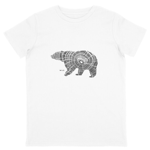 Image back T-shirt Enfant - Ours Sauvage Dessin D'ours En Cerne De Bois