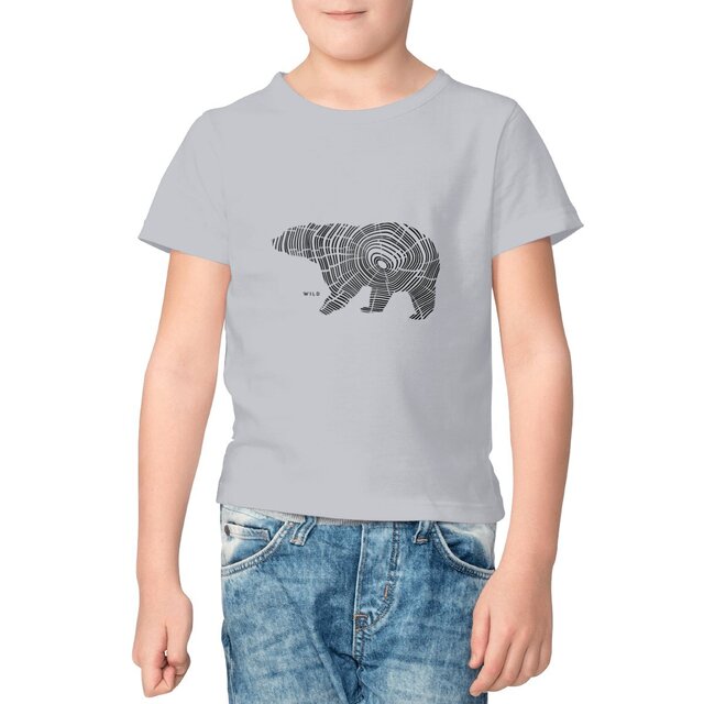 Image front T-shirt Enfant - Ours Sauvage Dessin D'ours En Cerne De Bois
