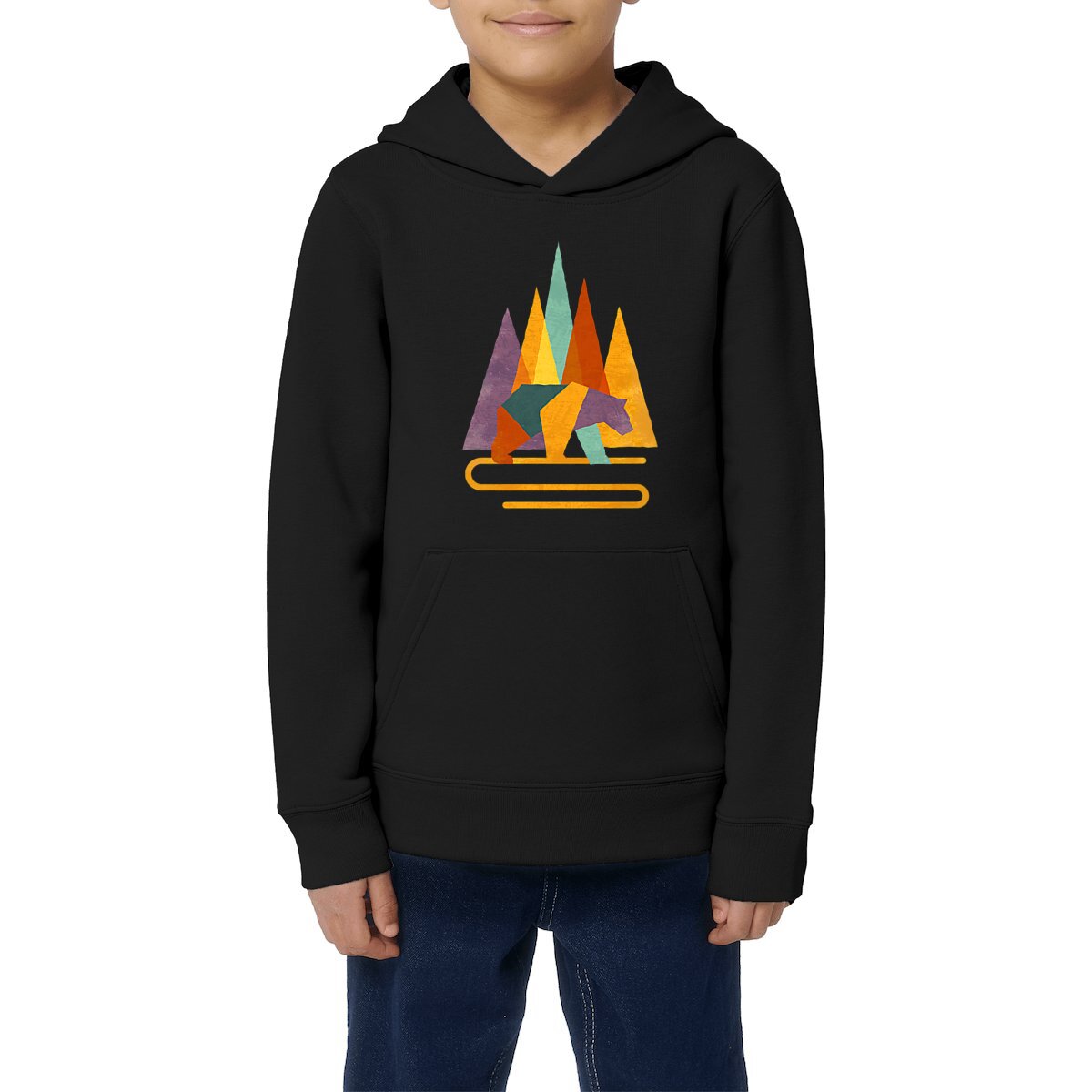 Sweat à capuche Enfant de montagne - Ours Géométrique Coloré
